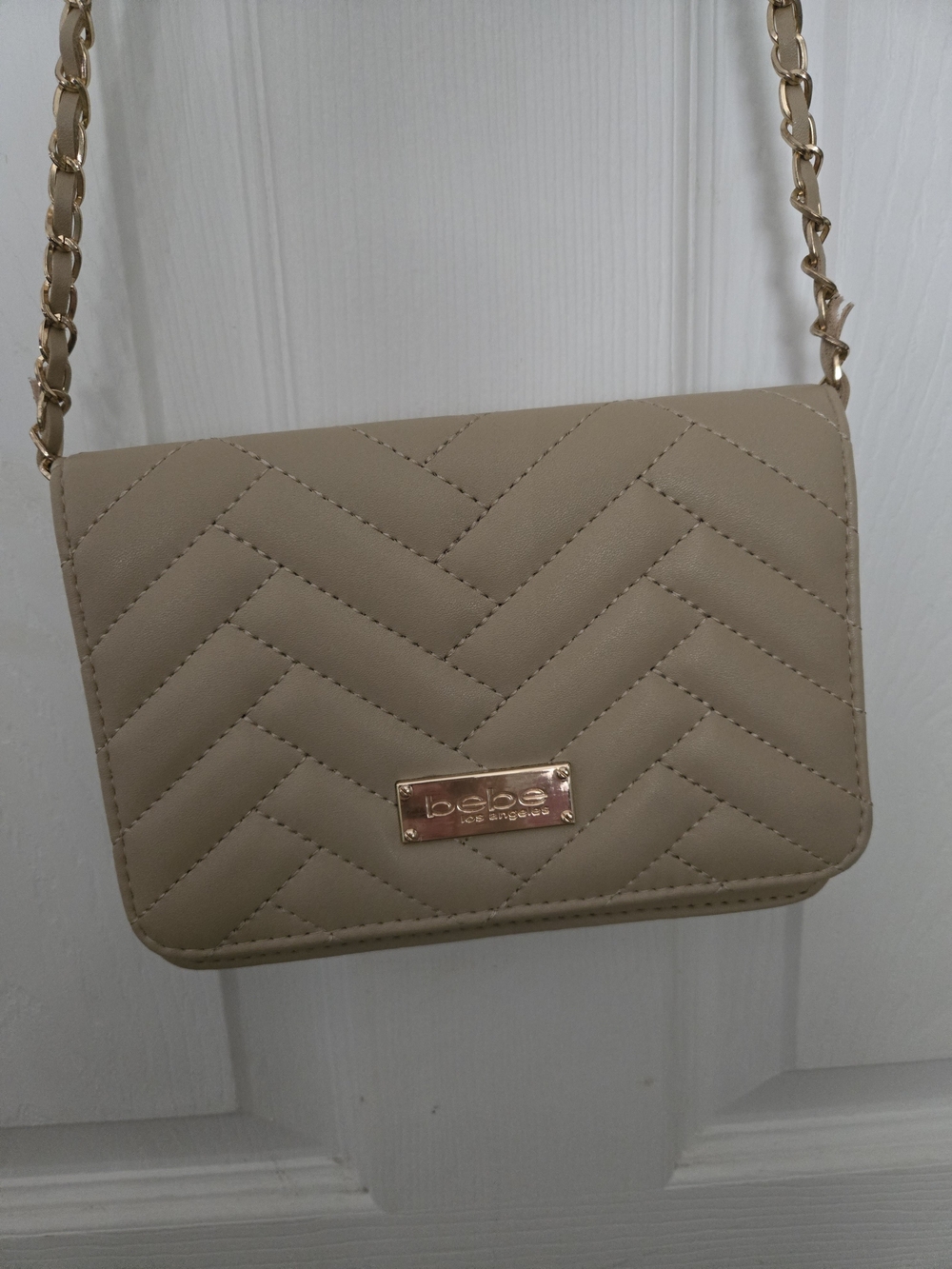 bebe Quilted Crossbody Bag in Beige